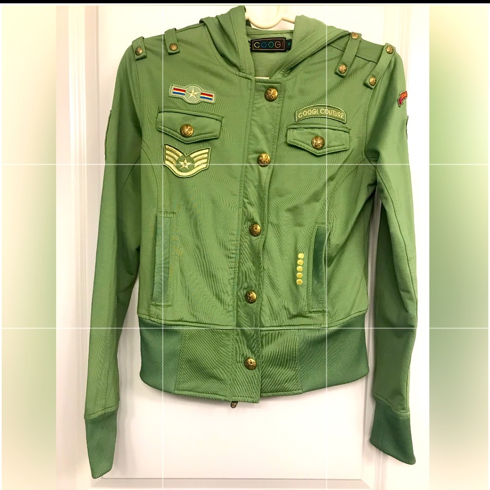 Vtg COOGI Couture hooded military jacket size medium